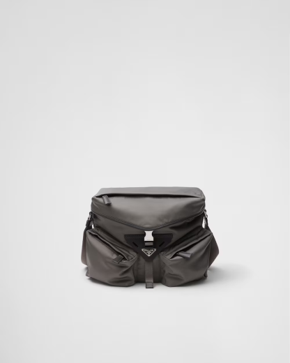 Re-Nylon and leather shoulder bag
